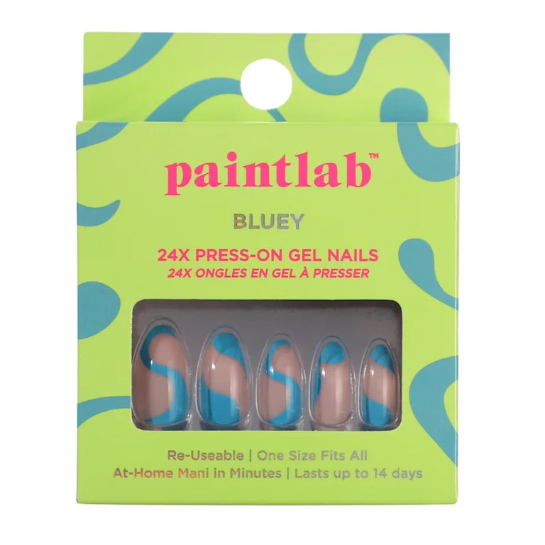 PaintLab Bluey Reusable Press-On Gel Nails Kit, Icy Blue, 24 Count - Walmart.com | Walmart (US)