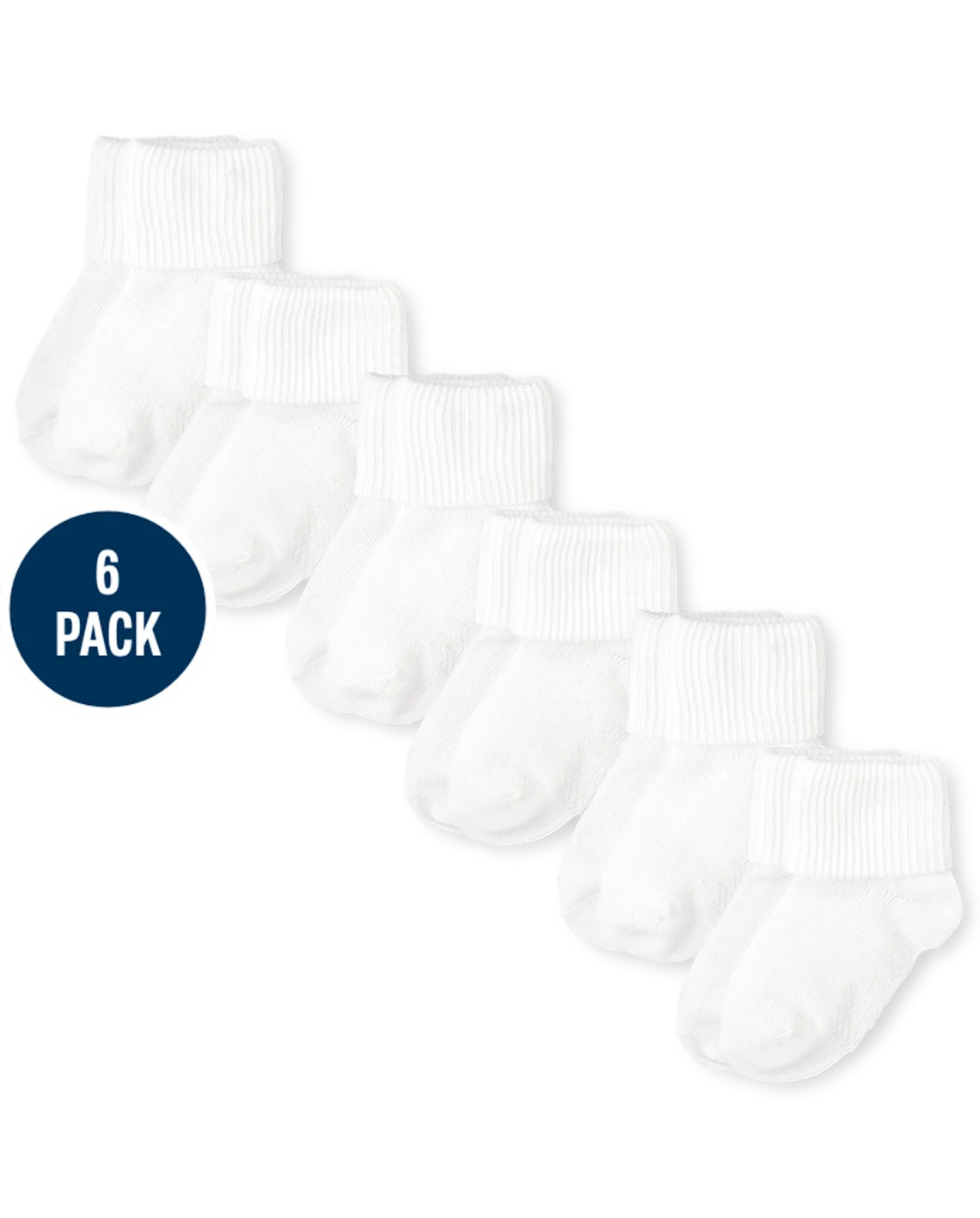 Toddler Turn Cuff Socks 6-Pack - white | The Children's Place