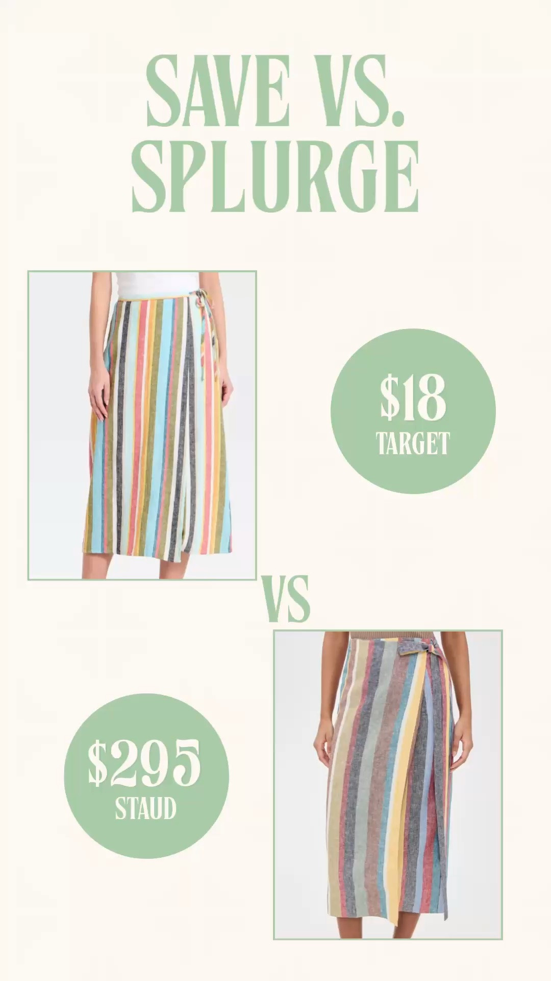 Staud Kaitlin skirt look for less | Target midi skirt | linen wrap skirt | summer skirt outfit | designer look for less

This new Target midi wrap skirt is giving the $295 Staud Kaitlin linen skirt look for less, and it is on sale for $18 right now.

The colorful vertical stripes, wrap silhouette, side-tie closure, high-rise fit, midi length, and breezy linen-rayon blend fabric make it feel like such a good summer skirt find. It has that polished resort-meets-everyday look that works with simple tanks, white tees, button downs, swimsuits, sandals, raffia bags, and summer jewelry.

The fabric is 55% linen and 45% rayon, so it has that lightweight woven feel you want for warm weather. This is the kind of Target new arrival that looks much more expensive than the price and gives you the designer-inspired skirt outfit without the $295 spend.

Wear it for vacation outfits, beach trips, resort lunches, summer dinners, brunch, church, teacher outfits, work outfits, casual office outfits, coastal shopping days, lake weekends, and everyday summer outfits when you want one piece to make a simple top look intentional.

If you love Staud style, striped midi skirts, linen skirts, wrap skirts, Target fashion finds, summer outfit ideas, vacation outfits, and designer looks for less, this is such a strong $18 sale find.

Staud Kaitlin skirt look for less, Staud skirt look for less, Staud inspired skirt, Target skirt, Target midi skirt, Target new arrival, Target fashion finds, linen wrap skirt, striped midi skirt, colorful striped skirt, midi skirt women, wrap skirt women, high rise skirt, side tie skirt, linen rayon skirt, summer skirt outfit, vacation outfit, resort outfit, beach vacation outfit, teacher outfit, work outfit, designer look for less

#LTKFindsUnder50 #Staud #PreppyStyle #WorkOutfit #LookForLess #TeacherOutfit #SummerOutfits #TargetStyle #TargetFinds #DesignerDupes

#LTKSaleAlert #LTKWorkwear #LTKSeasonal