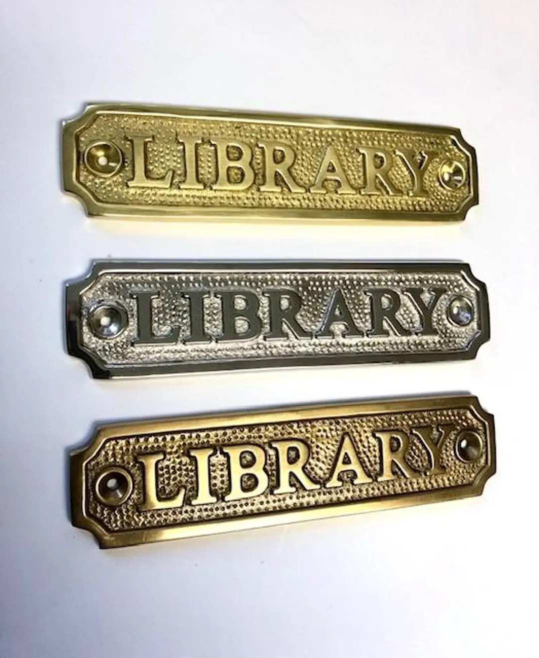 Library Door Sign Made From Solid Brass With a Choice of Finish. Brass, Nickel or Antique Bronze.... | Etsy (Global)