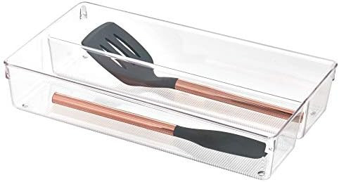iDesign Linus Twin Kitchen Drawer Organizer for Silverware, Spatulas, Gadgets - 8" x 16" x 3", Cl... | Amazon (US)