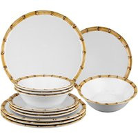 12Piece Bamboo Melamine Dinnerware Set | Etsy (US)