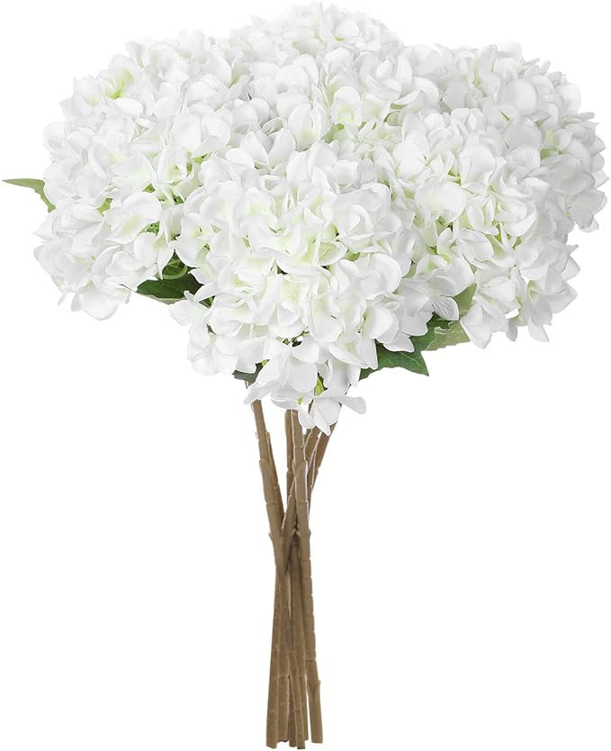 EZFLOWERY 5 Pcs Artificial Silk Hydrangeas Flowers 18'' Bouquet Arrangement, for Home Decor, Wedd... | Amazon (US)