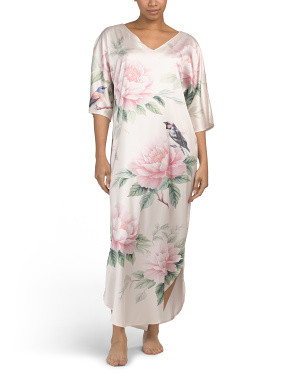 Rose Print Satin Caftan | Women | Marshalls | Marshalls