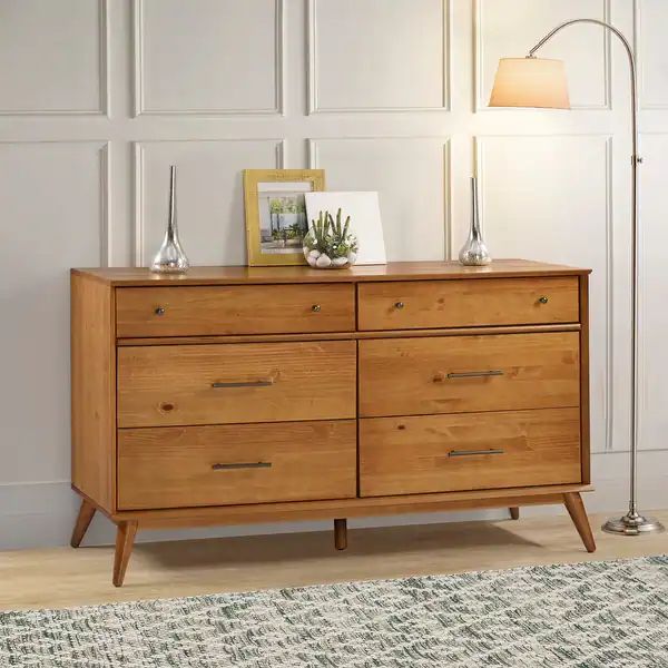 Mid-Century Six Drawer Dresser - Overstock - 36696069 | Bed Bath & Beyond
