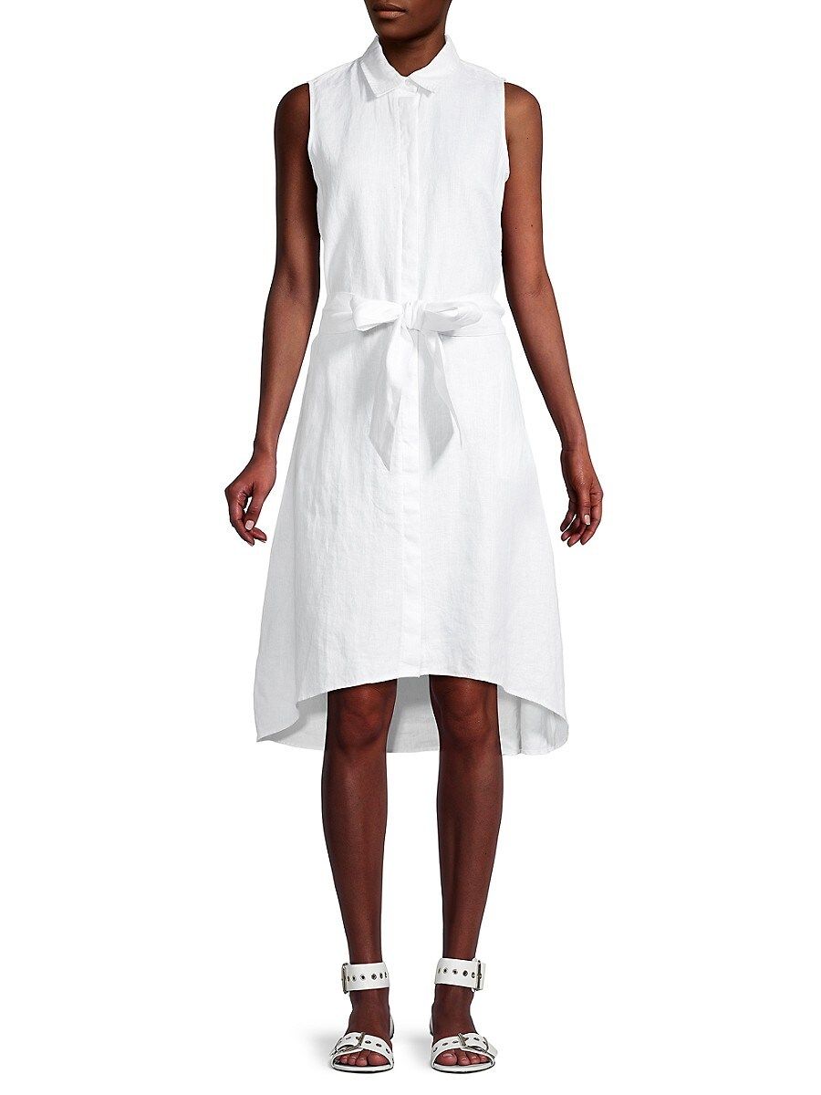 Saks Fifth Avenue Women's Sleeveless Belted Linen Shirtdress - White - Size S | Saks Fifth Avenue OFF 5TH