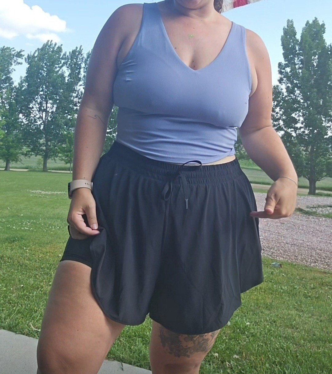 Wearing size XL in these Target flowy shorts! Also the cropped bra is 10/10. 

#LTKActive #LTKSummerEdit #LTKSeasonal