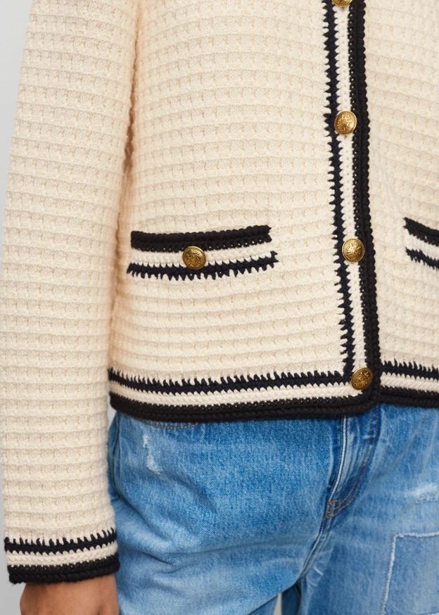 Hand-Crochet Trim Bracelet Sleeve Bouclé Jacket | ME + EM