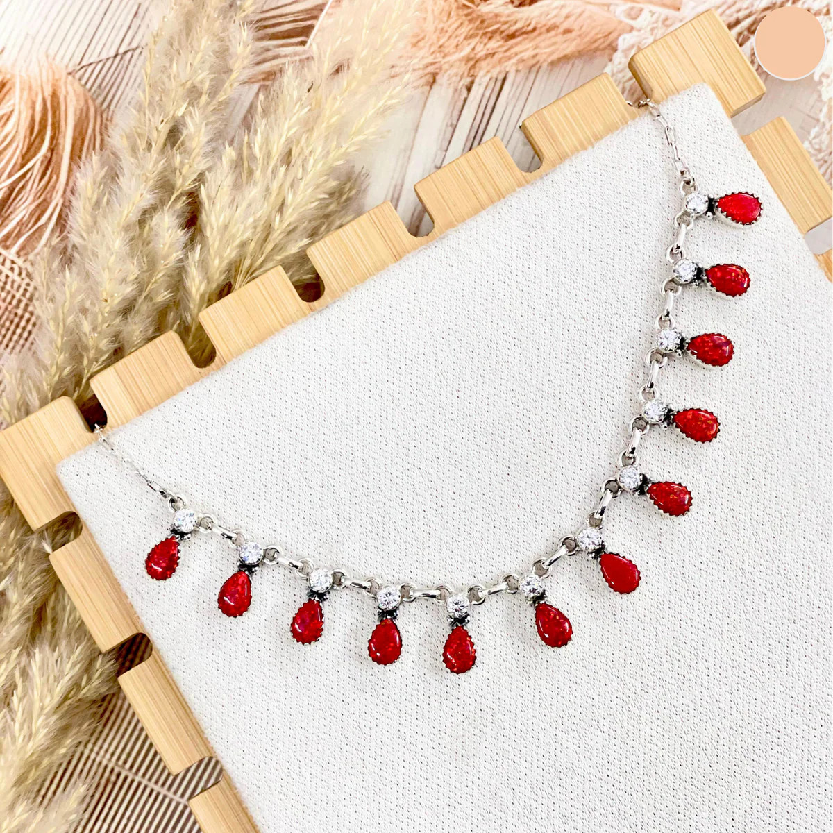 Sterling Silver Merry & Bright Red Opal Necklace | Krush Kandy