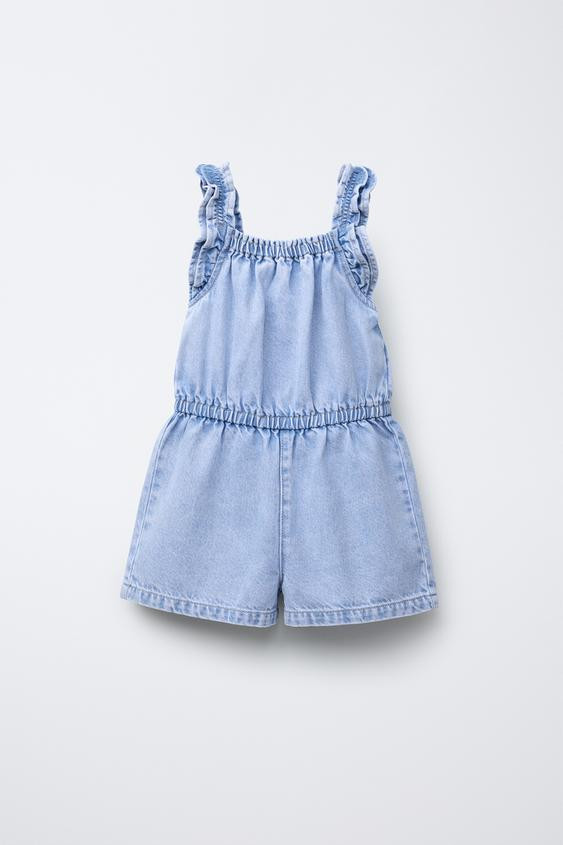 DENIM JUMPSUIT WITH RUFFLE TRIMS | Zara UK
