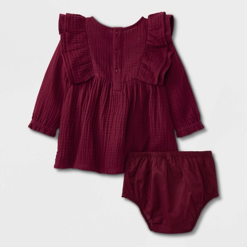 Baby Girls' Gauze Long Sleeve Dress - Cat & Jack™ Burgundy | Target