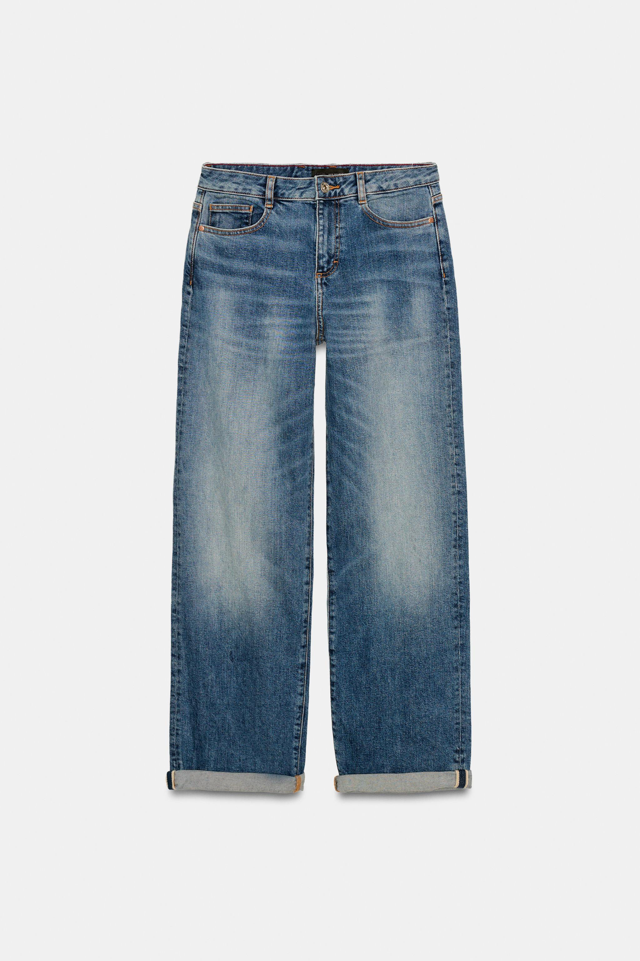 Z1975 RELAXED FIT HIGH-WAIST TURN-UP HEM JEANS | Zara UK