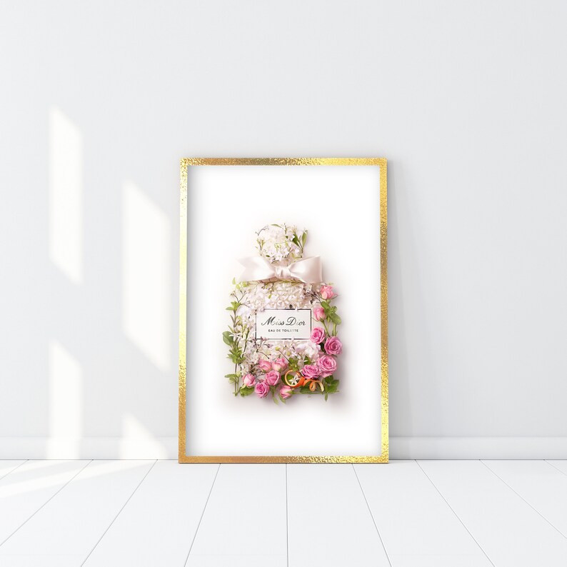 Miss Eau de Toilette Print, fashion Flowers scent Perfume Bottle Poster, haute couture Flowers Pe... | Etsy (US)