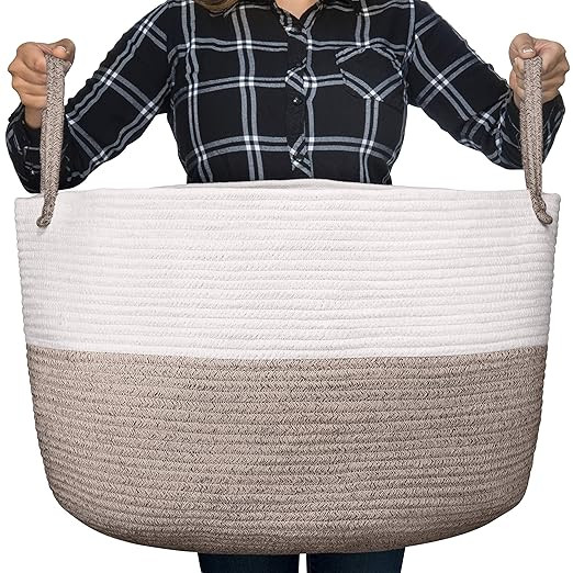 Luxury Little Nursery Storage Basket, Size XXXL :: 100% Cotton Rope Hamper with Handles :: Sturdy... | Amazon (US)