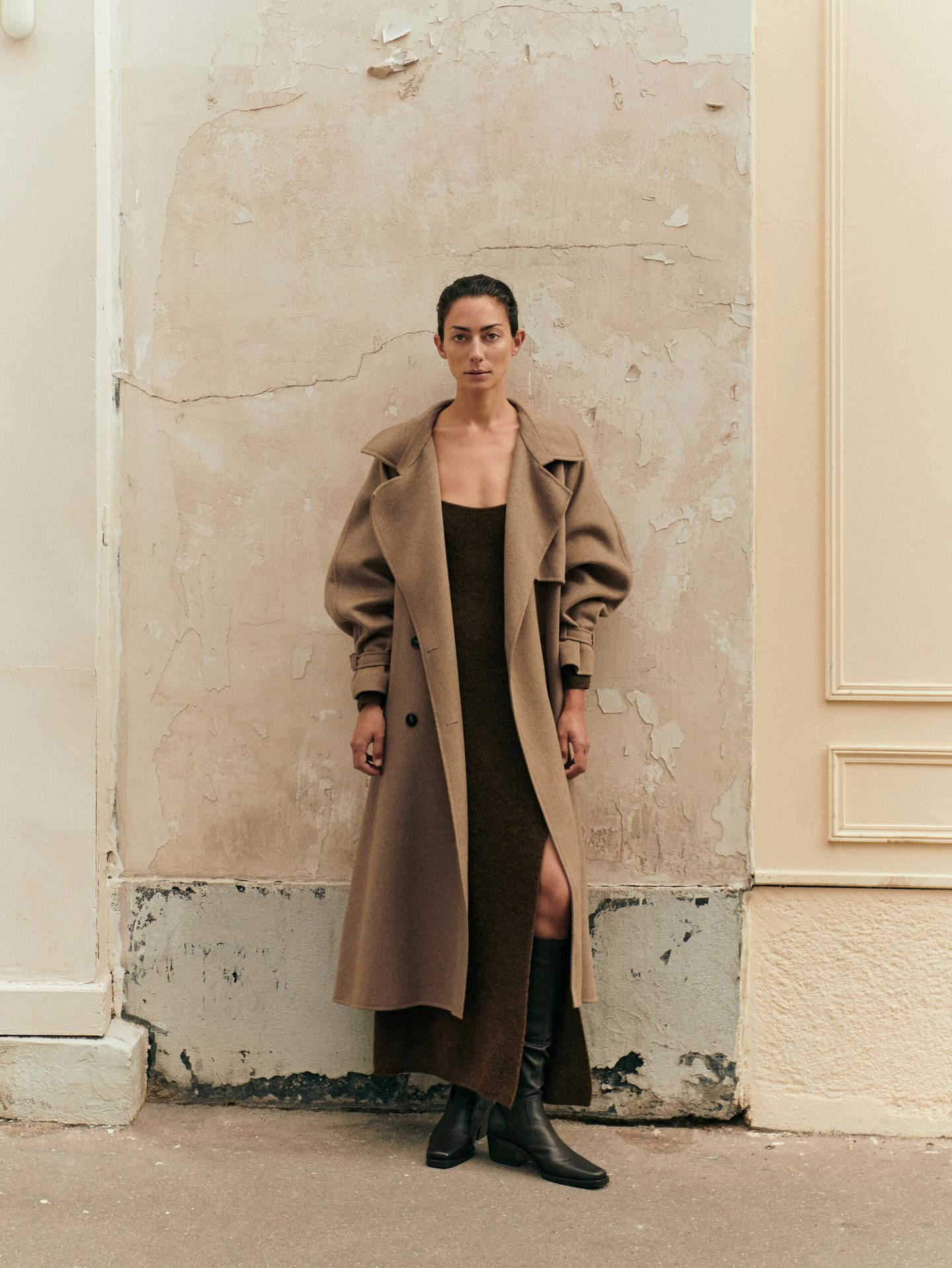 Trench coat with leather details | Massimo Dutti US