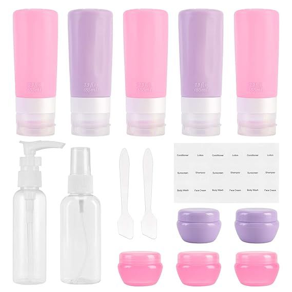 Beveetio Travel Bottles TSA Approved 15 Pack,2.9oz Silicone Refillable Size Containers, BPA Free ... | Amazon (US)