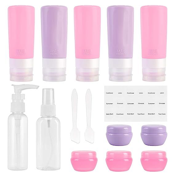 Beveetio Travel Bottles TSA Approved 15 Pack,2.9oz Silicone Refillable Size Containers, BPA Free ... | Amazon (US)