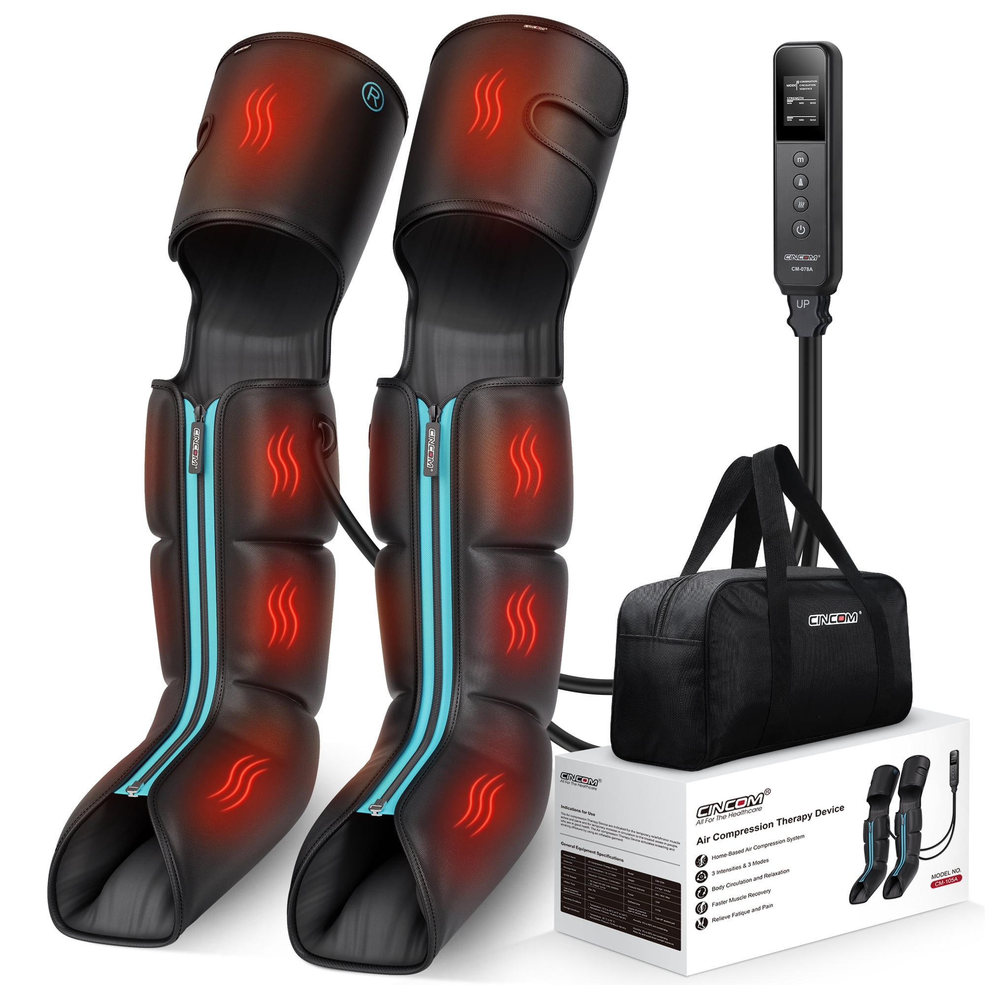 CINCOM Leg and Foot Massager with Heat and Compression for Optimal Circulation and Muscle Relaxat... | Walmart (US)