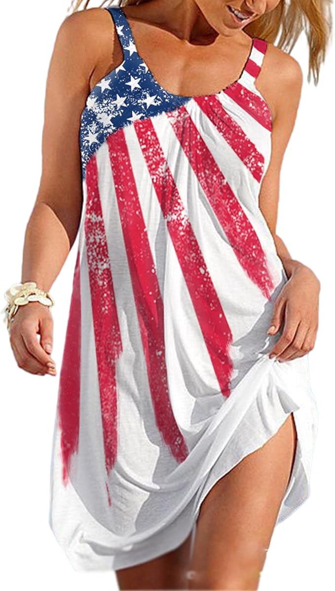 Sexyshine Women's Oversized Sleeveless Anchor Printed Loose Dresses Summer Beach Swimsuit Cover U... | Amazon (US)
