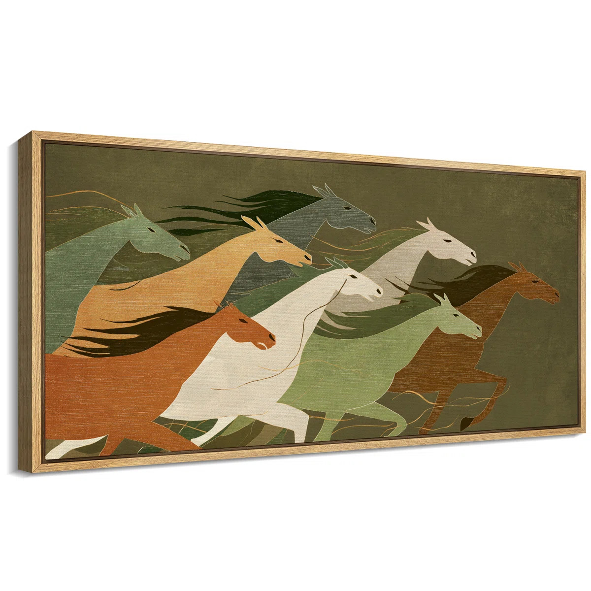 Modern Running Horses Artwork Extra Large Pictures Framed Canvas Print Wall Art | Wayfair North America