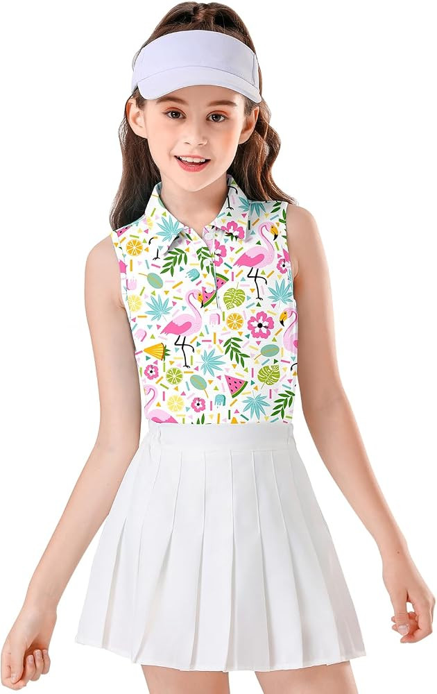 Soneven Girls Sleeveless Polo Shirts Button UP Golf Tennis T-Shirts with Collared Quick Dry Tank ... | Amazon (US)