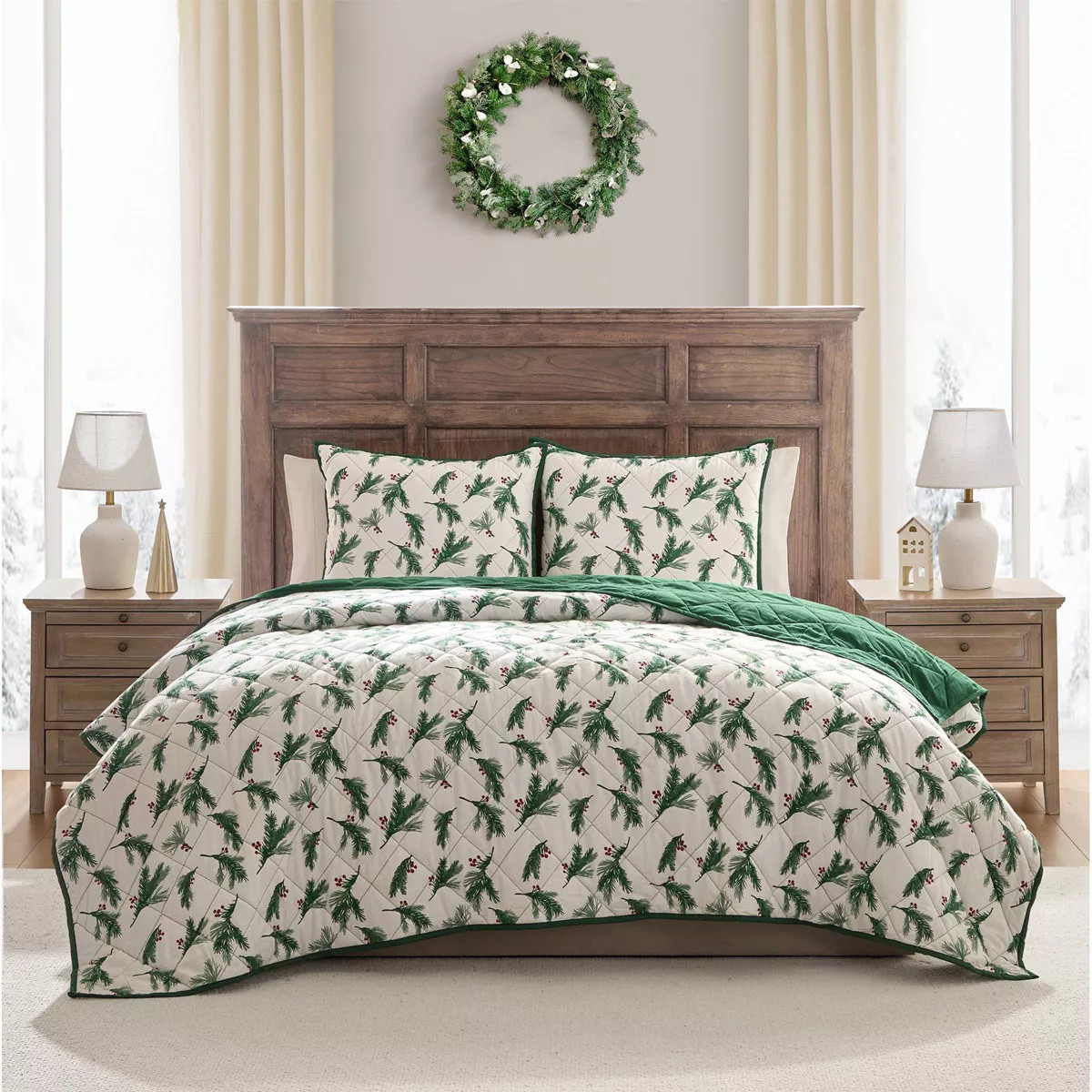 Hallmark Flannel Greenery Print Quilt Set | Target