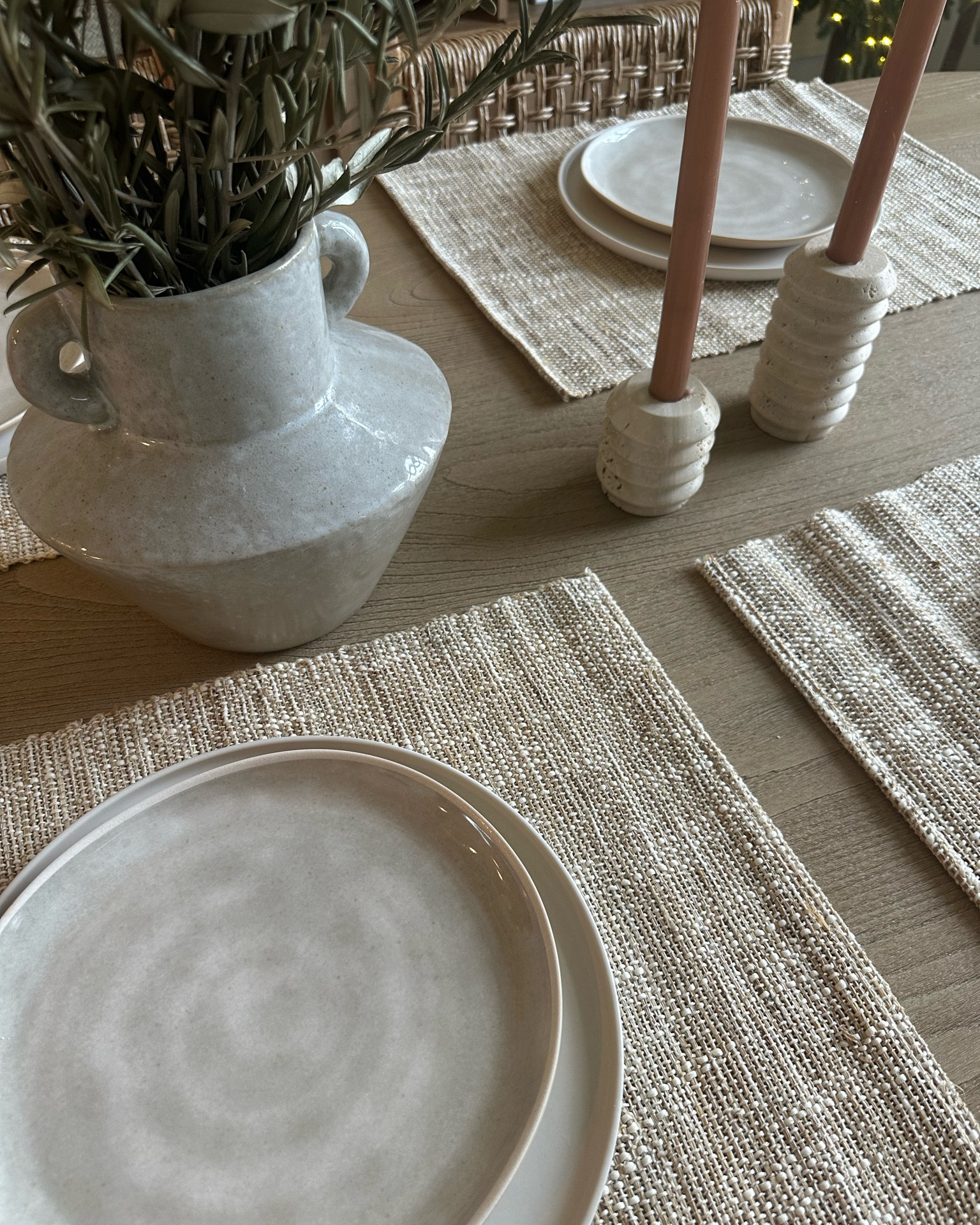 Dinner setting
Placemats
Dinner plates
Candle sticks
Dinnerwear 
Placesettjng 

#LTKhome #LTKCyberWeek #LTKCyberSaleFR