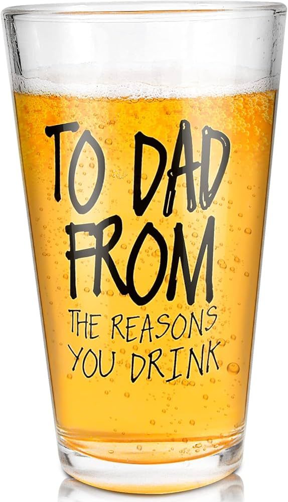 Fathers Day Dad Gifts from Daughter Son Wife,16 OZ Funny Beer Glass Gifts for Dad Men Husband Gra... | Amazon (US)