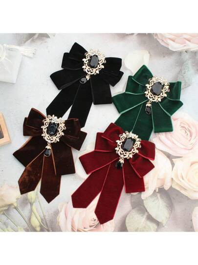 1st Herfst/Winter Effen Kleur Gevlokt & Strass Bloemvormige Hanger Strik Broche, Stropdas Decorat... | SHEIN