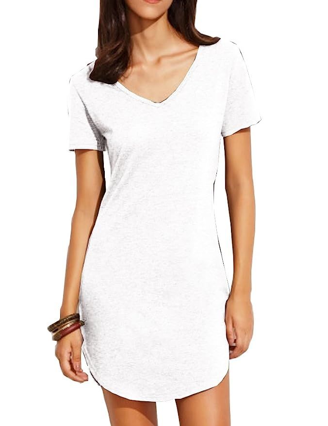 Haola Women's Summer Short Sleee Slim Fit Shirts Mini Dresses Juniors Dress Top | Amazon (US)