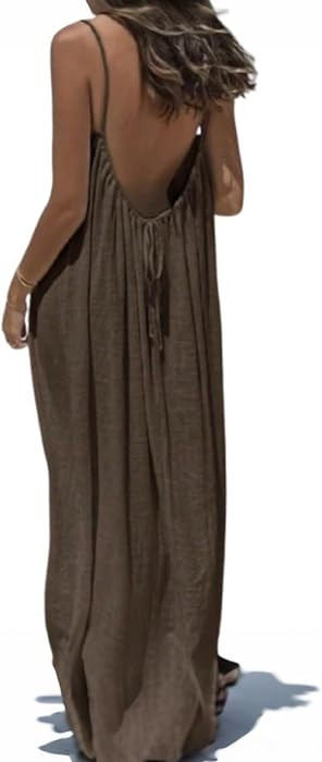Womens Summer Casual Sleeveless Backless Cami Sundress 2026 Vacation House Dress | Amazon (US)