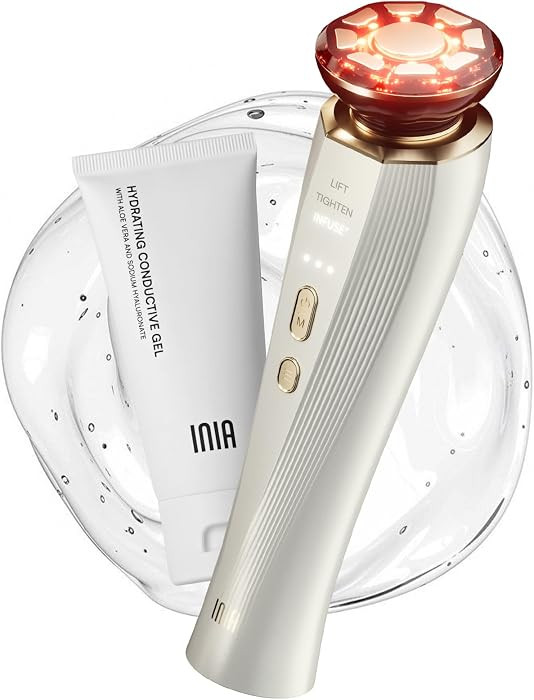 INIA 3-in-1 Red Light Therapy for Face and Neck Beauty Device for Puffiness & Skin Firming Skincare Tool (White) | Amazon (US)