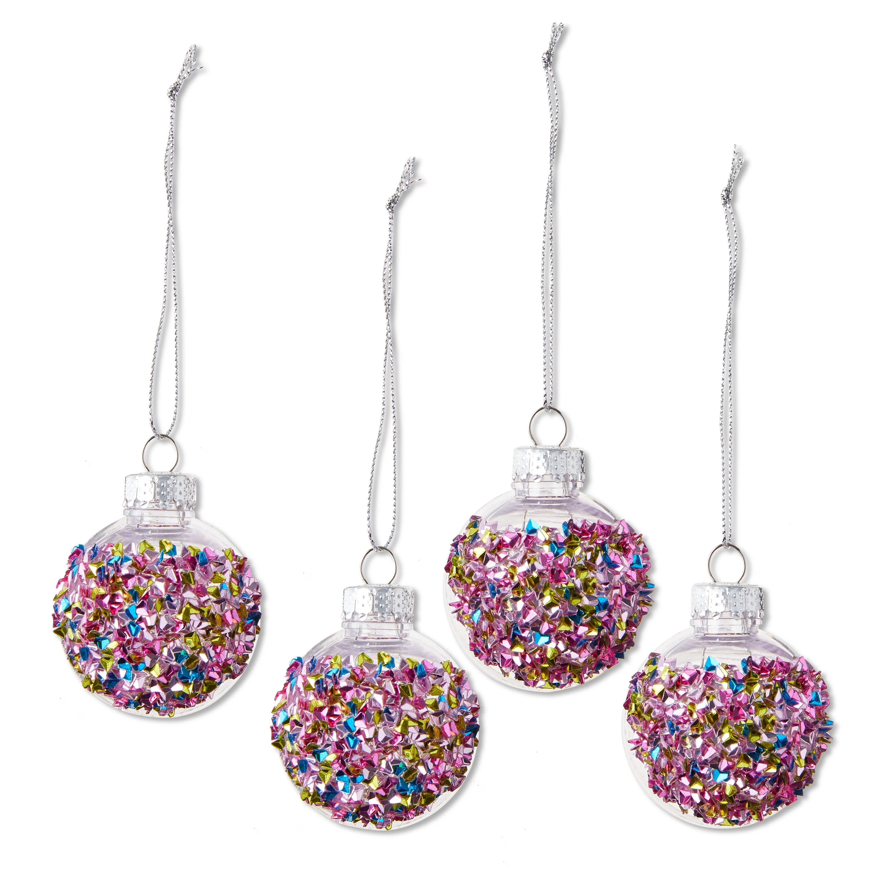 Multicolor Chunky Sequins Mini Ball Christmas Ornaments, 4 Count, by Holiday Time | Walmart (US)