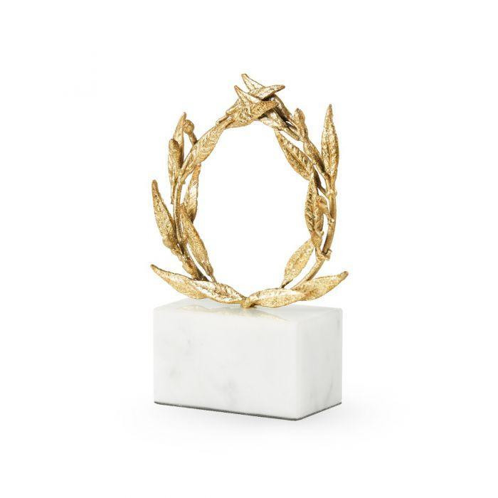 White Marble Base Apollo Statue in Gold Leaf | The Well Appointed House, LLC