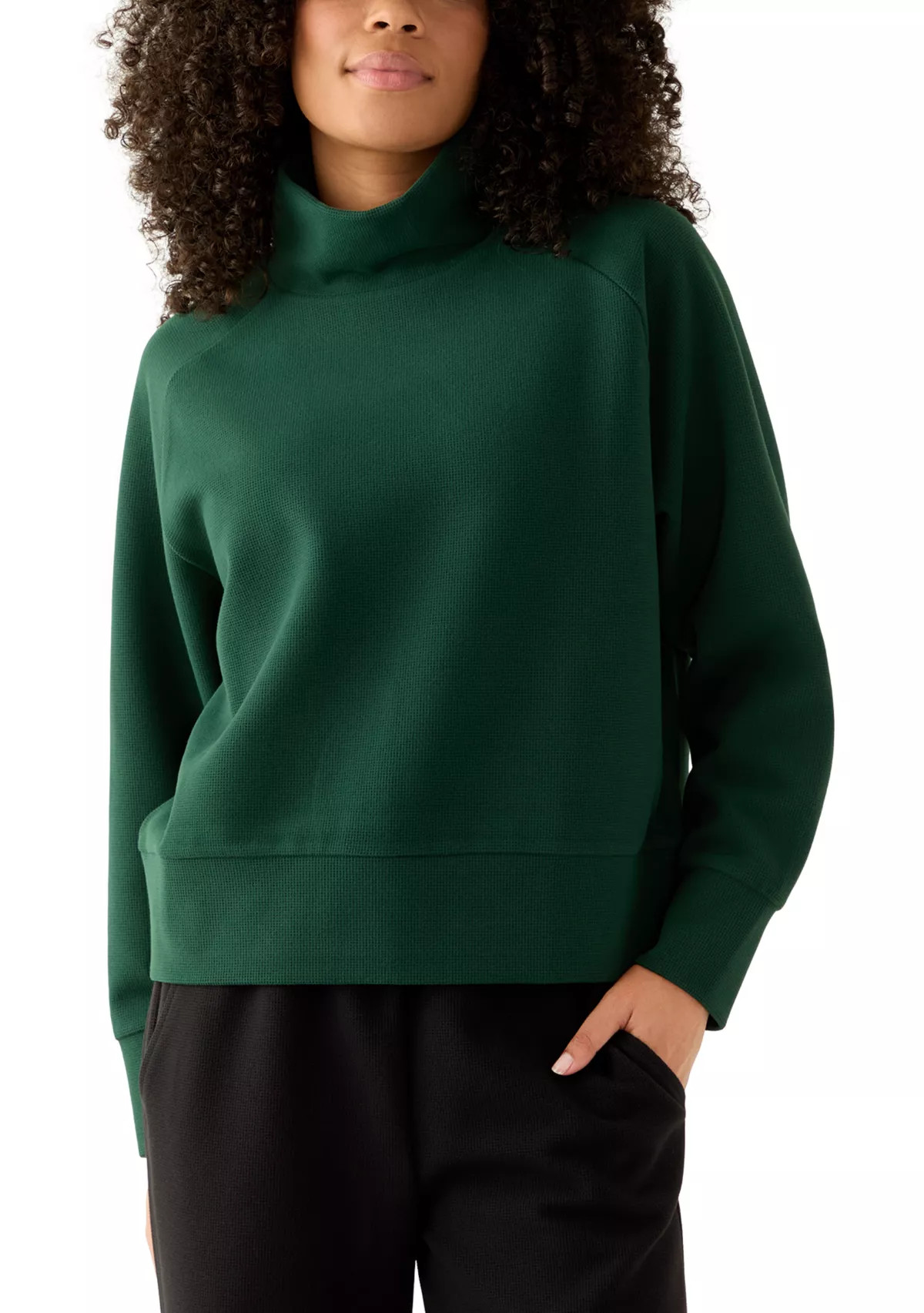 Women's Long Sleeve Waffle Knit Mock Neck Top | Belk