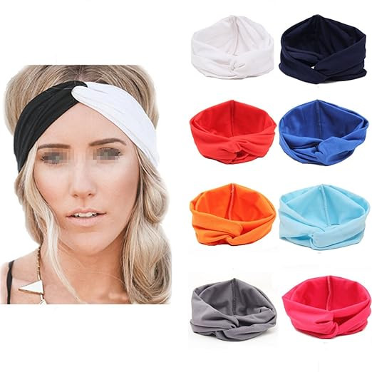 Flyusa Women Girls Turban Twist Headband Head Wrap Twisted Knotted Knot Soft Hair Band,Orange | Amazon (US)