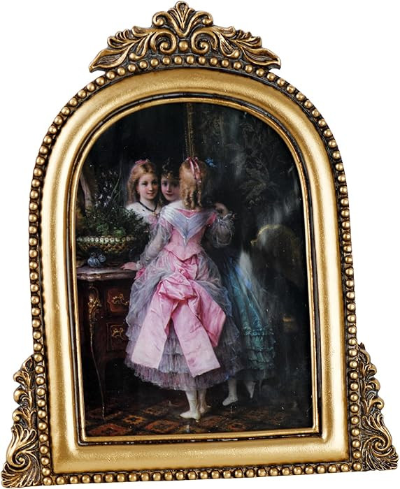 5x7 Ornate Arched Picture Frames,Vintage Gold Hand-Crafted Resin Photo Frame with Easel for Table... | Amazon (US)
