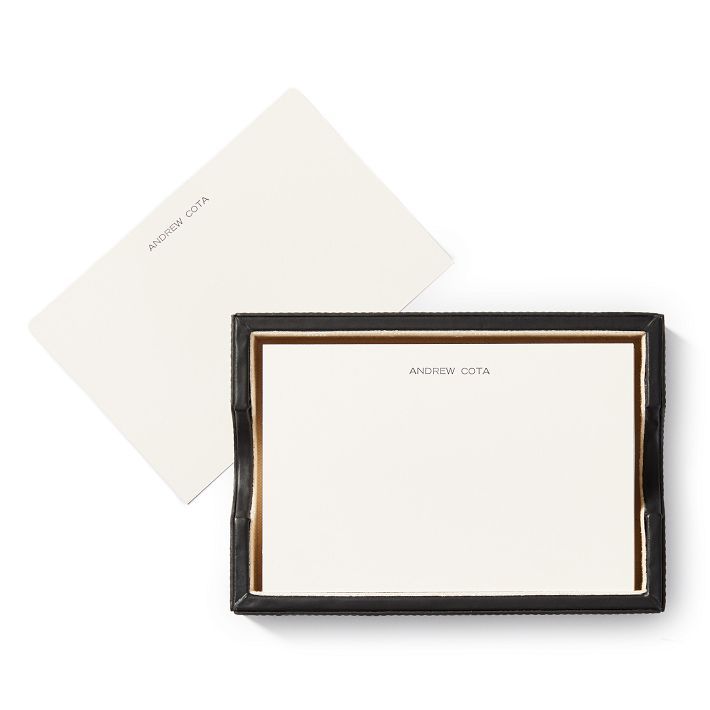 Letterpress Memo Cards in Leather Holder | Mark and Graham