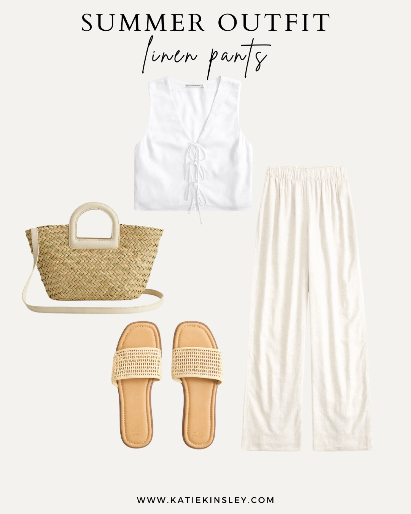 Summer outfit idea: linen pants, white crop top, woven handbag, slip-on sandals

#LTKSummerSales #LTKMidsize #LTKStyleTip