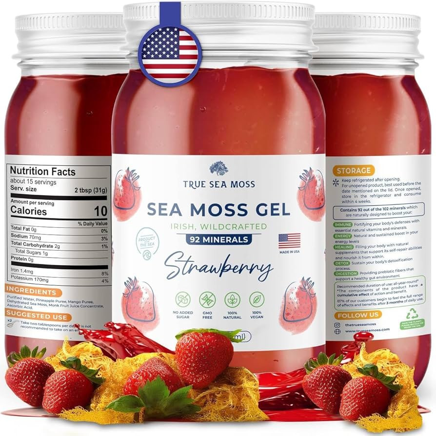 TrueSeaMoss Wildcrafted Irish Sea Moss Gel - Made with Premium Sea Vegetables - Vegan-Friendly, S... | Amazon (US)