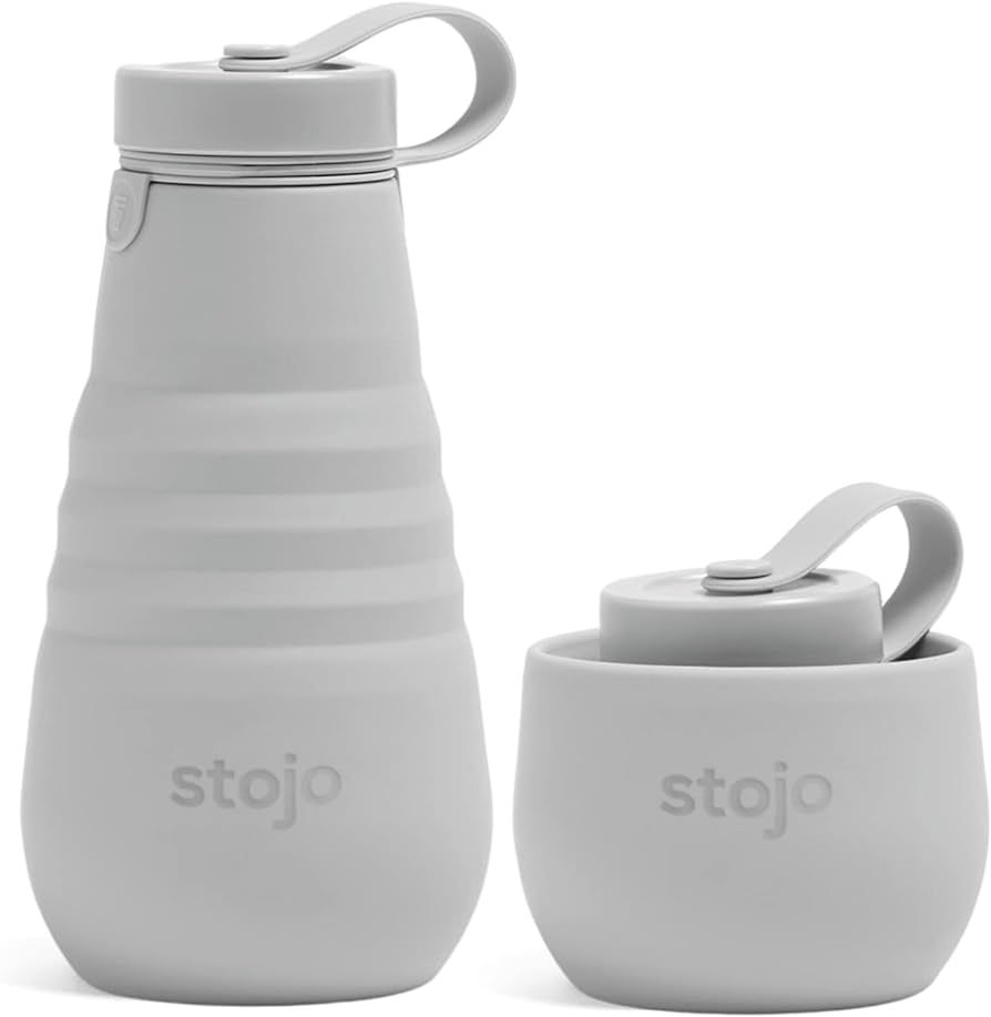 STOJO Collapsible Water Bottle – Cashmere Gray, 20oz / 592ml - Leak-Proof Reusable Silicone Tra... | Amazon (US)