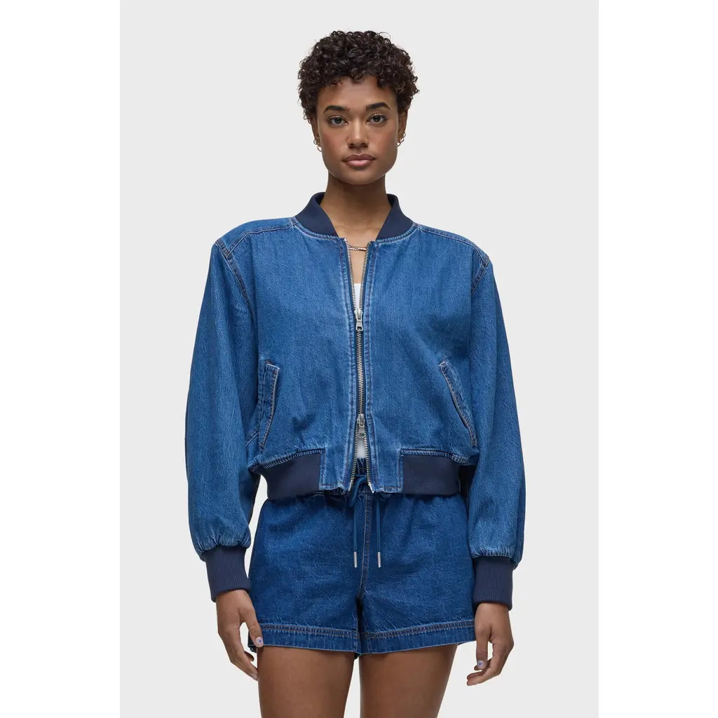 Hudson Jeans Denim Bomber Jacket in Lottery at Nordstrom, Size Small | Nordstrom
