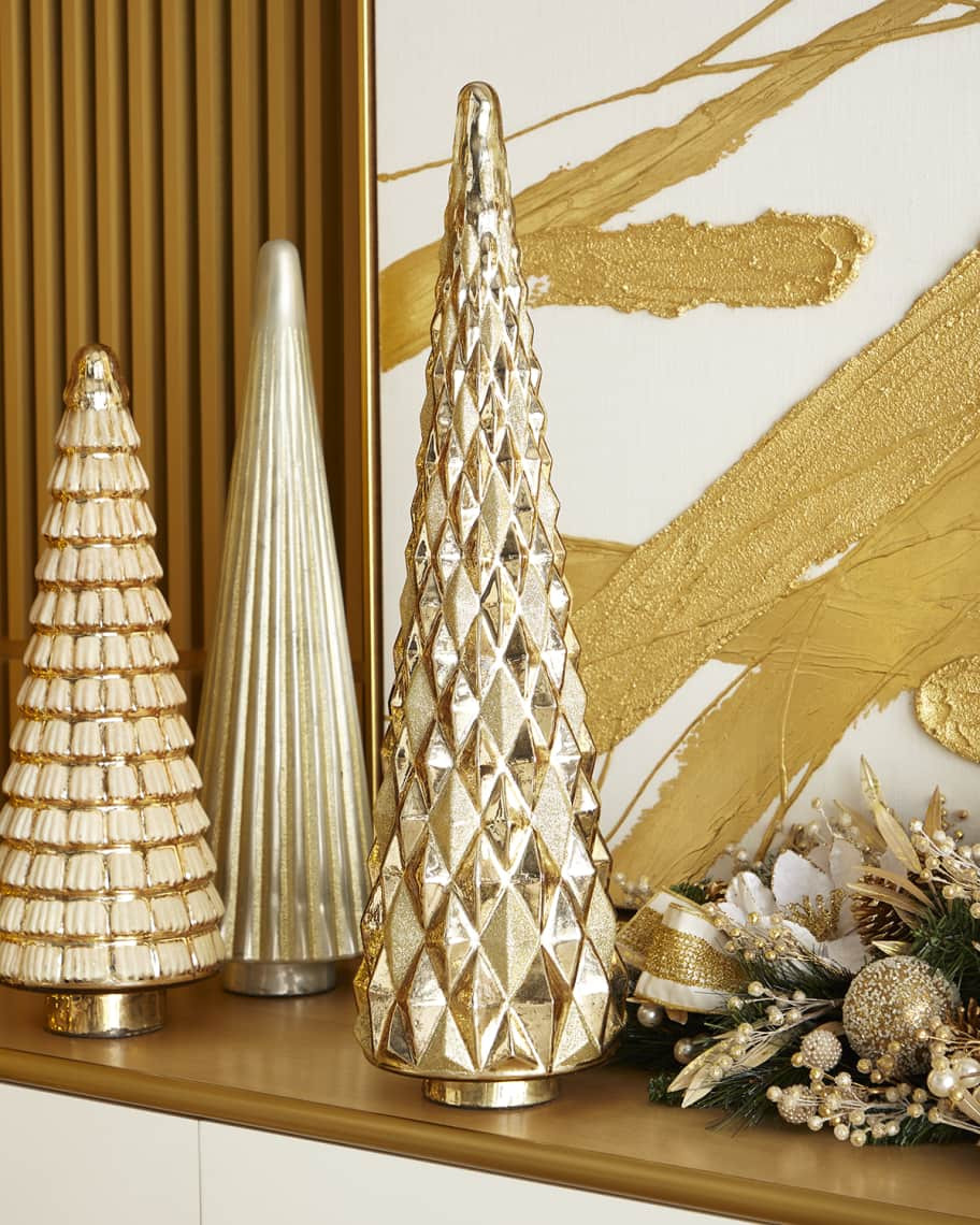 Stalwart Homestyles 30" Gold Decorative Glass Tree | Neiman Marcus