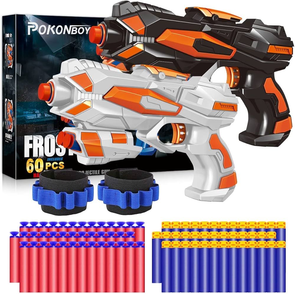 POKONBOY 2 Pack Blaster Guns Toy Guns for Boys Girls with 60 PCS Refill Soft Foam Darts 2 Wristba... | Amazon (US)