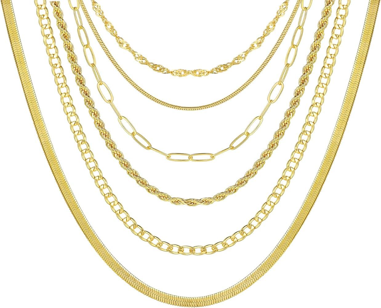 Dainty Gold Layered Necklaces for Women,18k Gold Layering Chain Necklace Set, Adjustable Choker N... | Amazon (CA)
