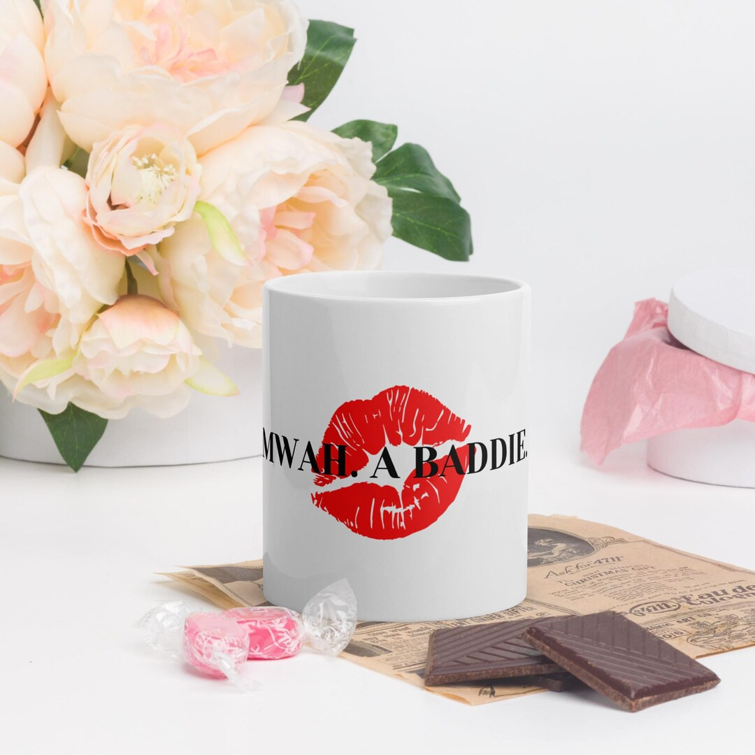 Positive Affirmation baddie White Glossy Coffee Mug With Colored Kissy Lips Perfect Gift for Mom,... | Etsy (US)