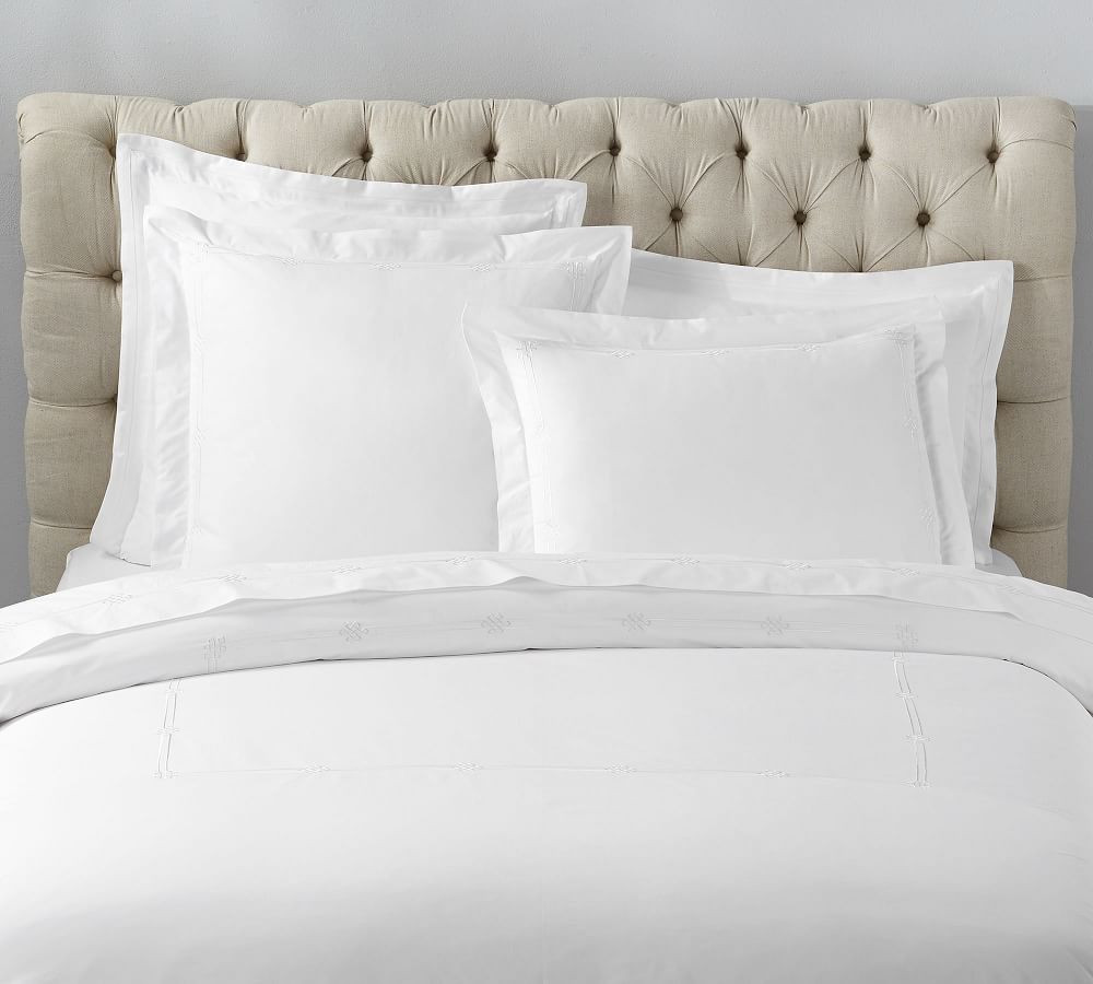 Emilia Embroidered Organic Percale Duvet Cover | Pottery Barn (US)