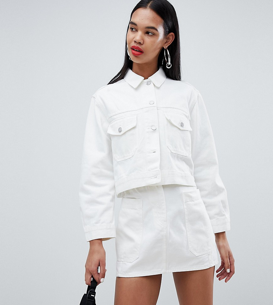 Weekday Cropped Denim Jacket-White | ASOS (Global)