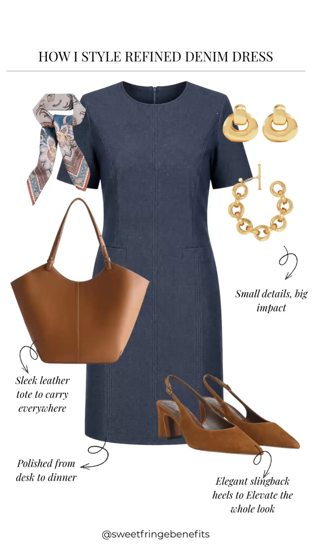 This refined denim dress is polished enough for the office but easy enough for everyday wear. Add a printed scarf, cognac tote, and slingback heels to elevate the classic silhouette.

💡 LTK MADE EASY
❤️ Heart = Support my posts!
🔖 Save = Get sale & restock alerts
📋 Lists = Keep favorites organized
📲 Share = Send lists and products to a friend. Hello, Christmas List!
💬 Comment = Ask me anything about what I'm wearing.:-)

#LTKdayinmylife #LTKgrwm #LTKootd