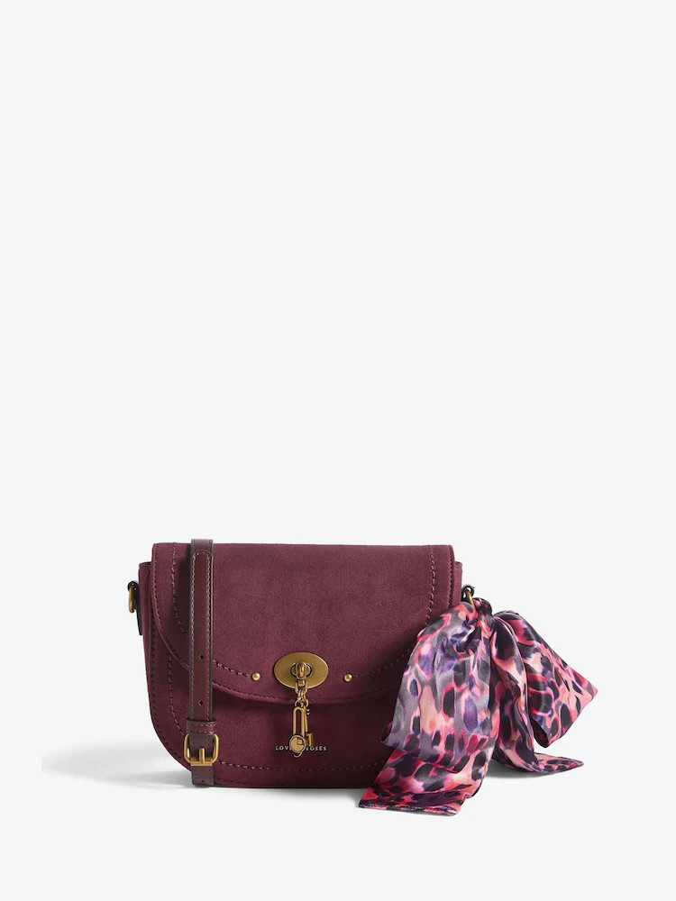 Love & Roses Burgundy Red Faux Suede Saddle Cross-Body Bag | Next EU